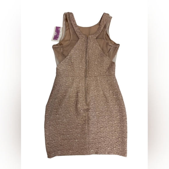 Hailey Logan By Adrianna Papell NWT Textured Tan Bodycon Dress Size Large - Picture 5 of 10